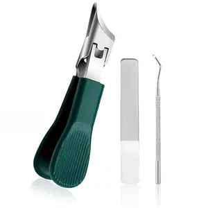 3-Piece Green Eagle Beak Nail Clipper Set -Thick Nail Clipper, Ingrown Toenail Lifter & NailFile lHeavy-Duty Pedicure Kit for Thick &Ingrown Nails, Stainless Steel Grooming Toolsfor Home or Travel