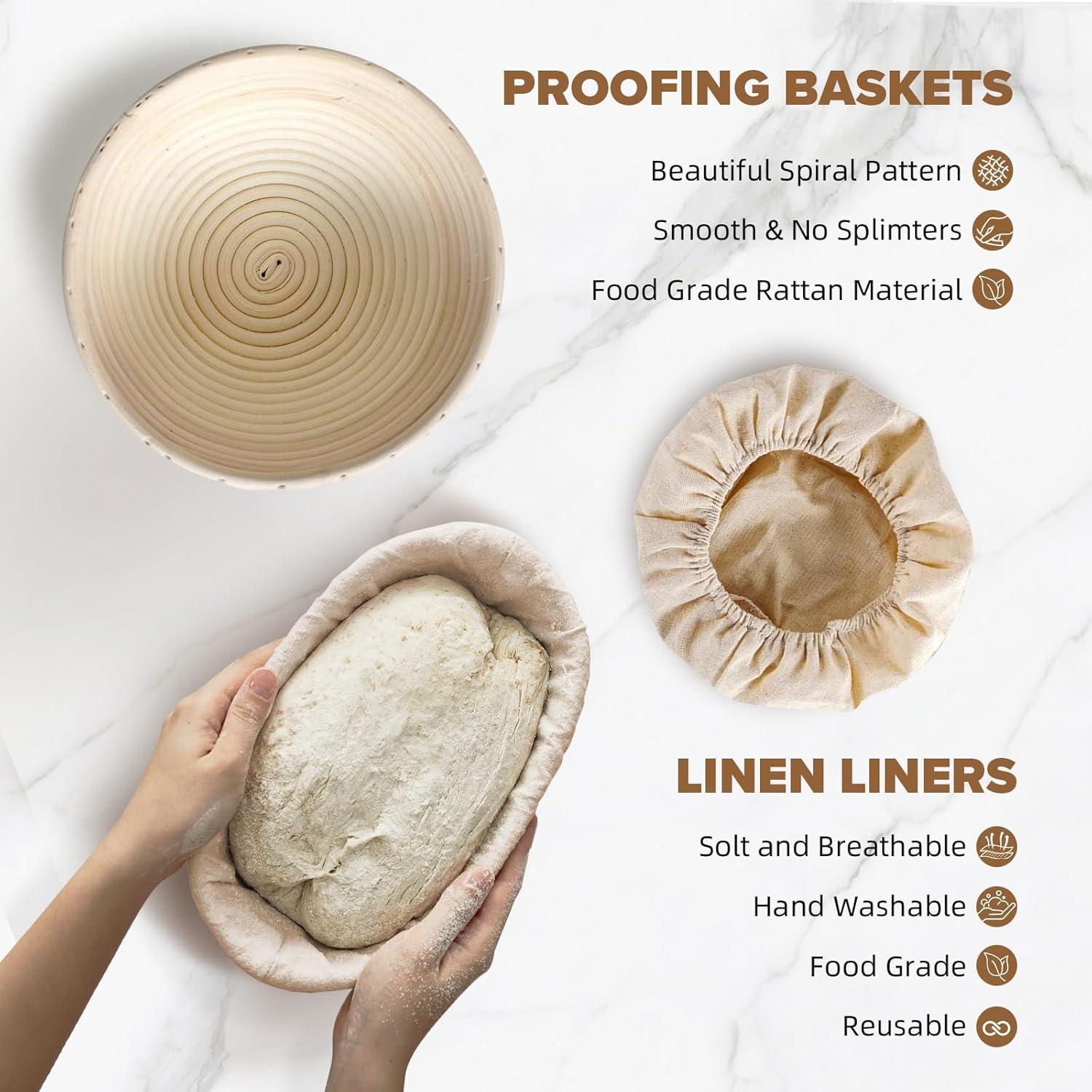 SUNDAY MIRTH Sourdough Starter Kit – 18-Piece Bread Baking Set with 34oz Glass Jar & Banneton Basket