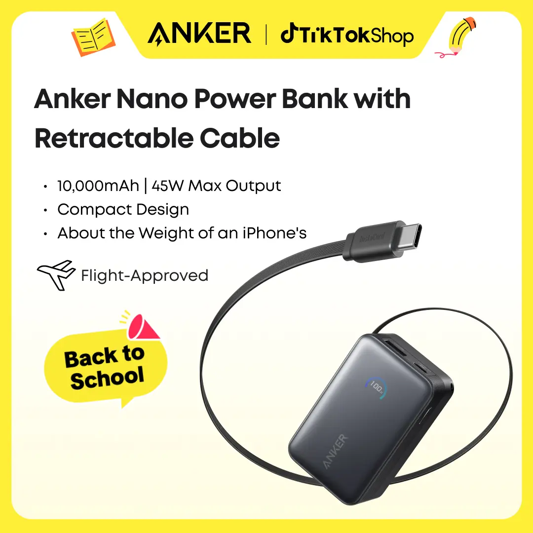 【Nano Power Bank】Anker, 10,000mAh Compact Power Bank with Retractable Cable and 45W Fast Charging, Travel-Ready and Pocket-Friendly, On-the-Go Charging for iPhone 17/16, iPad, Galaxy, Pixel, and More#DealsForYouDays sohochic