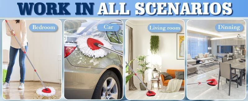 5-Pack Rotatable Mop Head Replacement Set , Microfiber Spin Mop Refills Compatible with Vileda 2-in-1 Turbo Triangle Brush Household Items