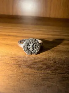 Silver gothic adjustable engraved ring