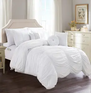 Elegant Comfort 10-Piece Pleated Comforter Set - Includes 4-Piece Sheet Set with Double Sided Storage Pockets