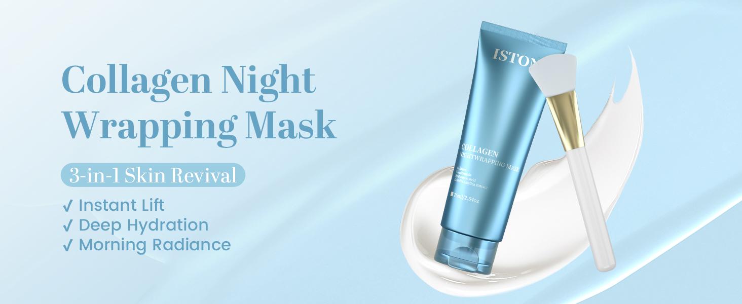 ISTON Collagen night warpping Mask 2.54 fl oz(75ml )– Firming & Hydrating Night Mask for Glass Skin Glow, All Skin Types ISTON Collagen night warpping Mask 2.54 fl oz(75ml )– Firming & Hydrating Night Mask for Glass Skin Glow, All Skin Types