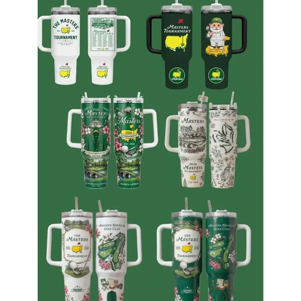 Masters Tournament Golf 2026 Tumbler 40oz with Handle, Augusta National Champions Golf Tumbler, Masters Golf Lover Gift, Insulated Travel Cup, Golf Fan Drinkware