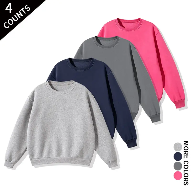 Great value four color solid crewneck pullover sweatshirt, loose soft knit top, suitable for all seasons, casual and versatile base layer