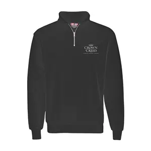 Crown & Creed Bayside® USA-Made Quarter-Zip Pullover - Heavyweight Cotton/Poly Blend, Cadet Collar, Silver Zipper, Pre-Shrunk Fabric, Unisex Menswear