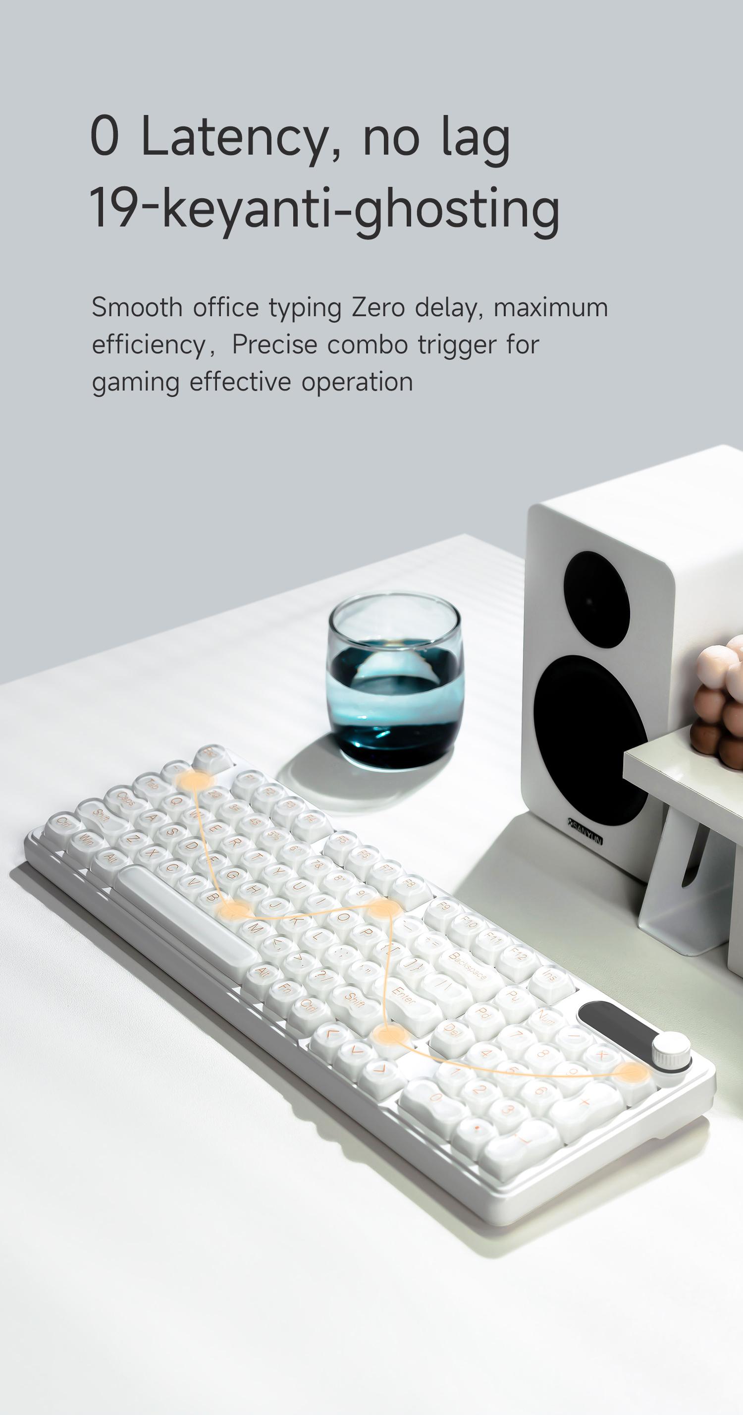 FURYCUBE IP98 Foundation Keyboard 98keys Wired Wireless Keyboard with Number Pad Silent Media Knob Custom RGB Backlit Ergonomic for PC MAC PS4 Xbox ONE Membrane keyboard Office Giftguide Silent