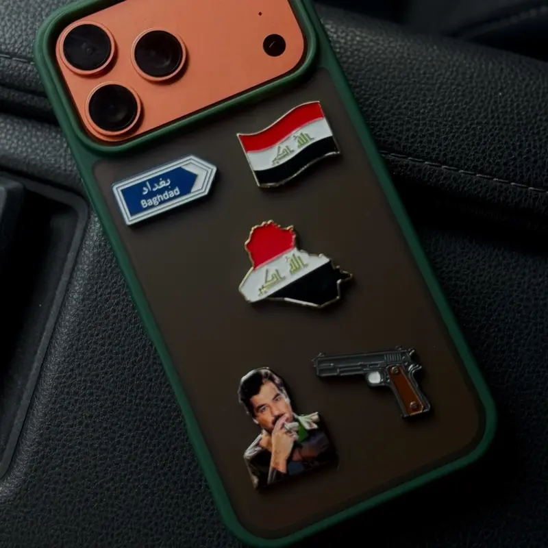Iraq Phone Sticker Iraqi Flag Metal Sticker for Laptop Tablet Car Decal Arabic Accessory Iraq Gift Idea for ip17promax ip17 ip16promax Premium Metal Finish Lightweight Easy to Apply Strong Adhesive Backing