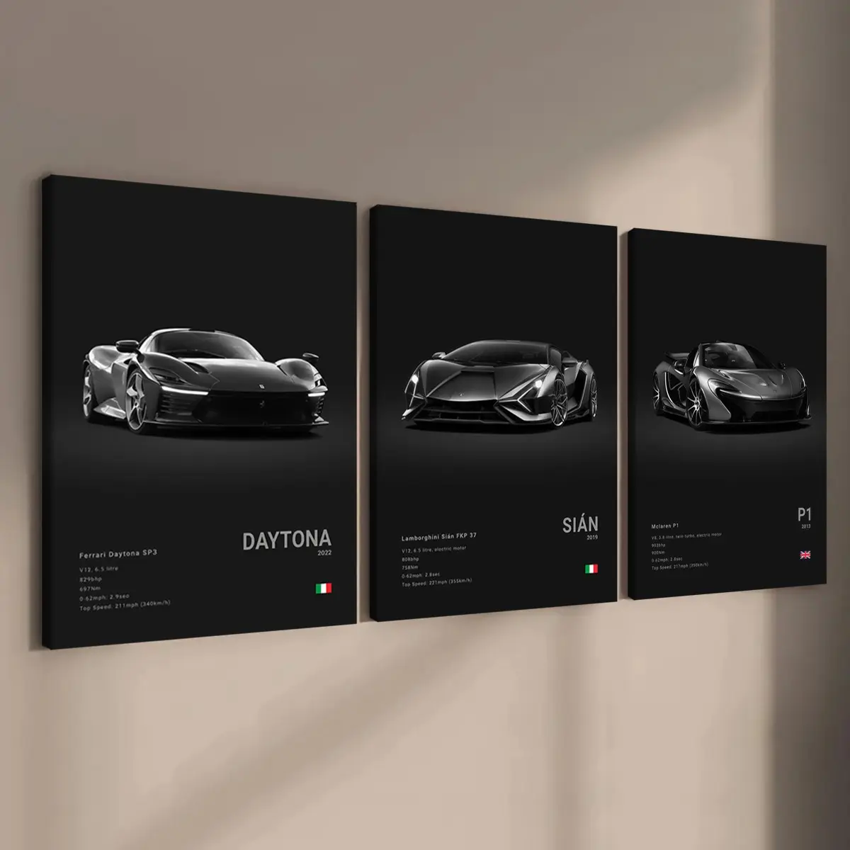 3-count wooden frame canvas, supercar art poster, male bedroom car decoration pattern, car collector, suitable for living room, office, home wall decoration, Art Work For Wall Decor, Modern Home Decor, Artwork, Decorative Artwork, ideal gift