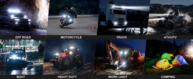 NAOEVO 4 Inch LED Pod Lights, Small LED Light Bar with 2 Leads Wiring Harness, LED Cube Work Lights for Truck Boat ATV UTV, 2 Pcs