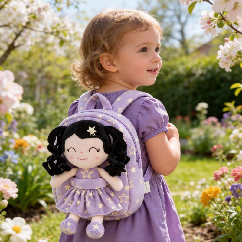 Gloveleya Strawberry Fruit Doll Backpack - 9" Soft Plush Toy Bag with Removable Berry Girl, 2-in-1 Toddler Backpack for Ages 2-4, Sweet Birthday & Valentine's Day Gift for Girls