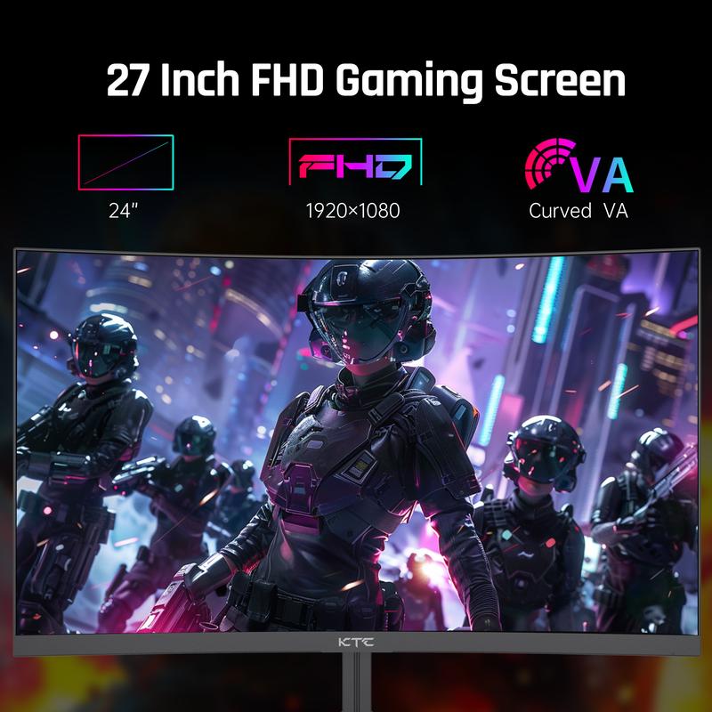 KTC 23.6" FHD 1080P Native 165Hz 1500R Curved Gaming Monitor, OC 180Hz Frameless Computer Monitor, Adaptive-Sync, 99% sRGB, 3000:1 Contrast, HDMI, DisplayPort, Wall Mountable/Tilt Adjustable, H24S17 KTC 23.6" FHD 1080P Native 165Hz 1500R Curved Gaming Monitor, OC 180Hz Frameless Computer Monitor, Adaptive-Sync, 99% sRGB, 3000:1 Contrast, HDMI, DisplayPort, Wall Mountable/Tilt Adjustable, H24S17