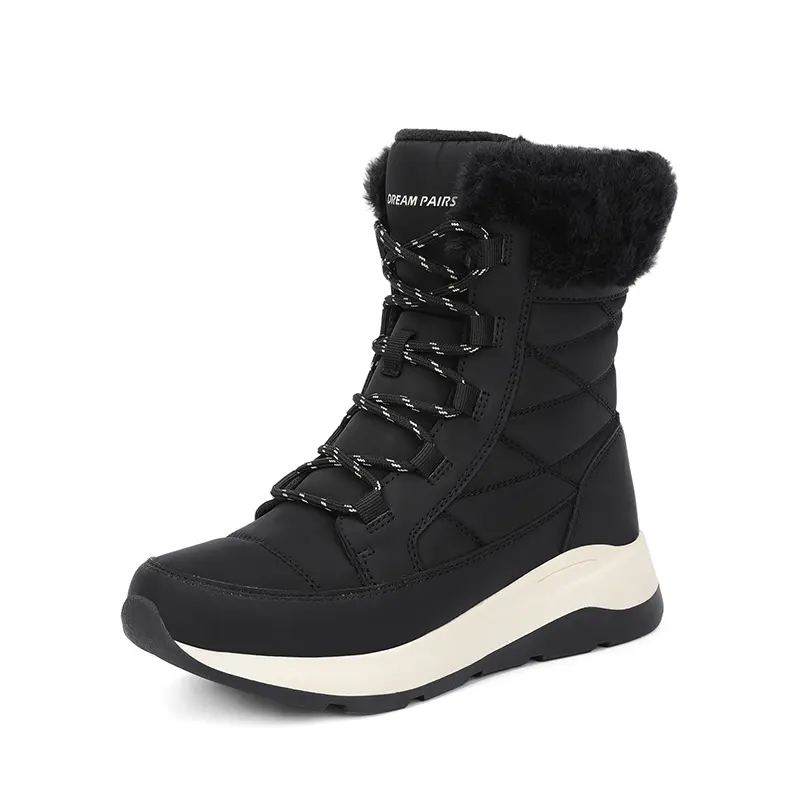 Dream Pairs Women's Lace-Up Snow Boots - Chic Look Winter Footwear with Warm Design