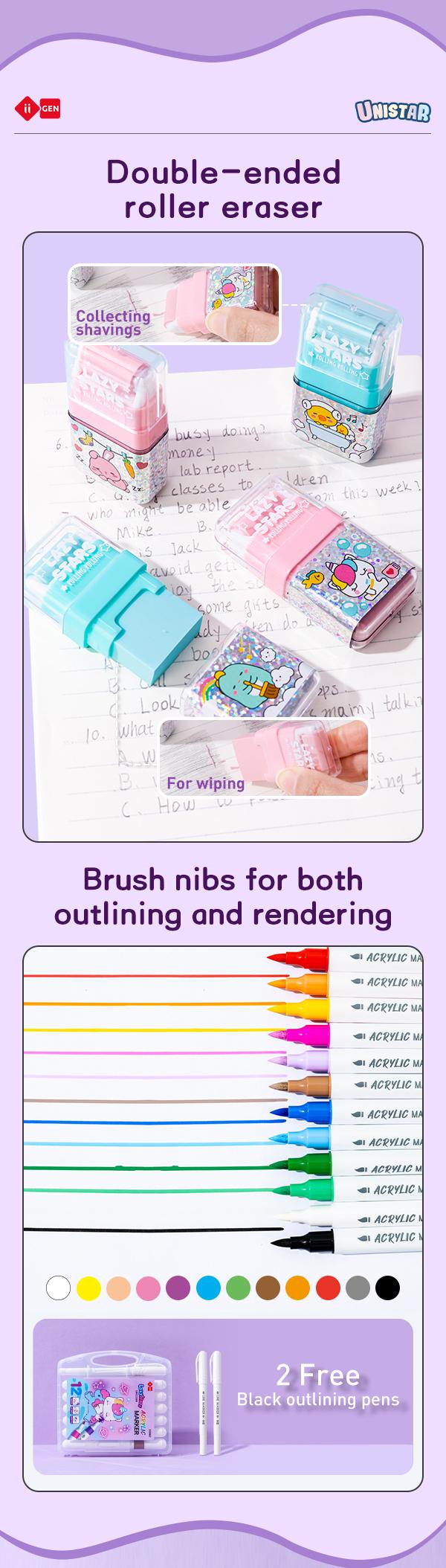 iiGEN Unicorn Complete School Kit (16 Items!): 16-Piece Complete Set for Students - Pencil Case, Mechanical Pencils,Gel Pens,Markers,Notebookes，Erasers & More!Perfect Back to School Gift