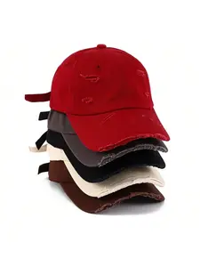 VYNCE HAT1pc Men Solid Color Distressed Baseball Cap, Suitable For Spring And Summer Sun Protection And Daily Wear