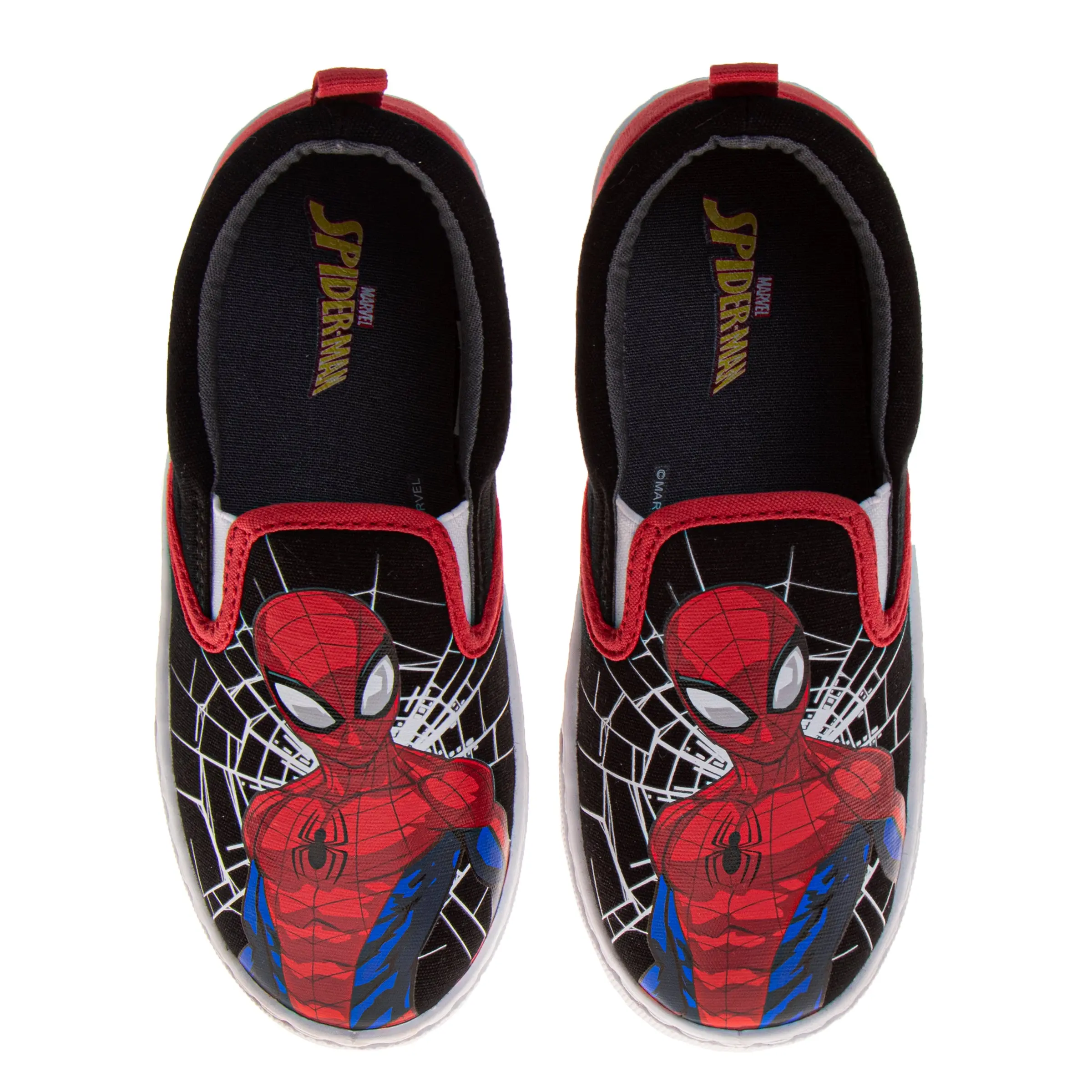 Spider-Man Boys' Slip-On Canvas Casual Trainers - Big Kid (Ages 8+), Durable Textile, Rubber Sole, Licensed Logo