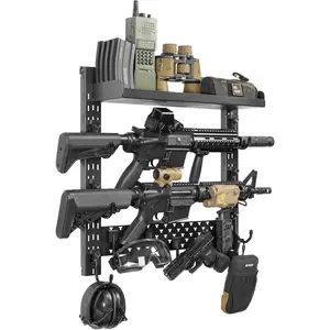 Gun Rack Wall Mount,Indoor Gun Rack for Wall with Shelf Horizontal and 1 Removable Gun Accessories Tray
