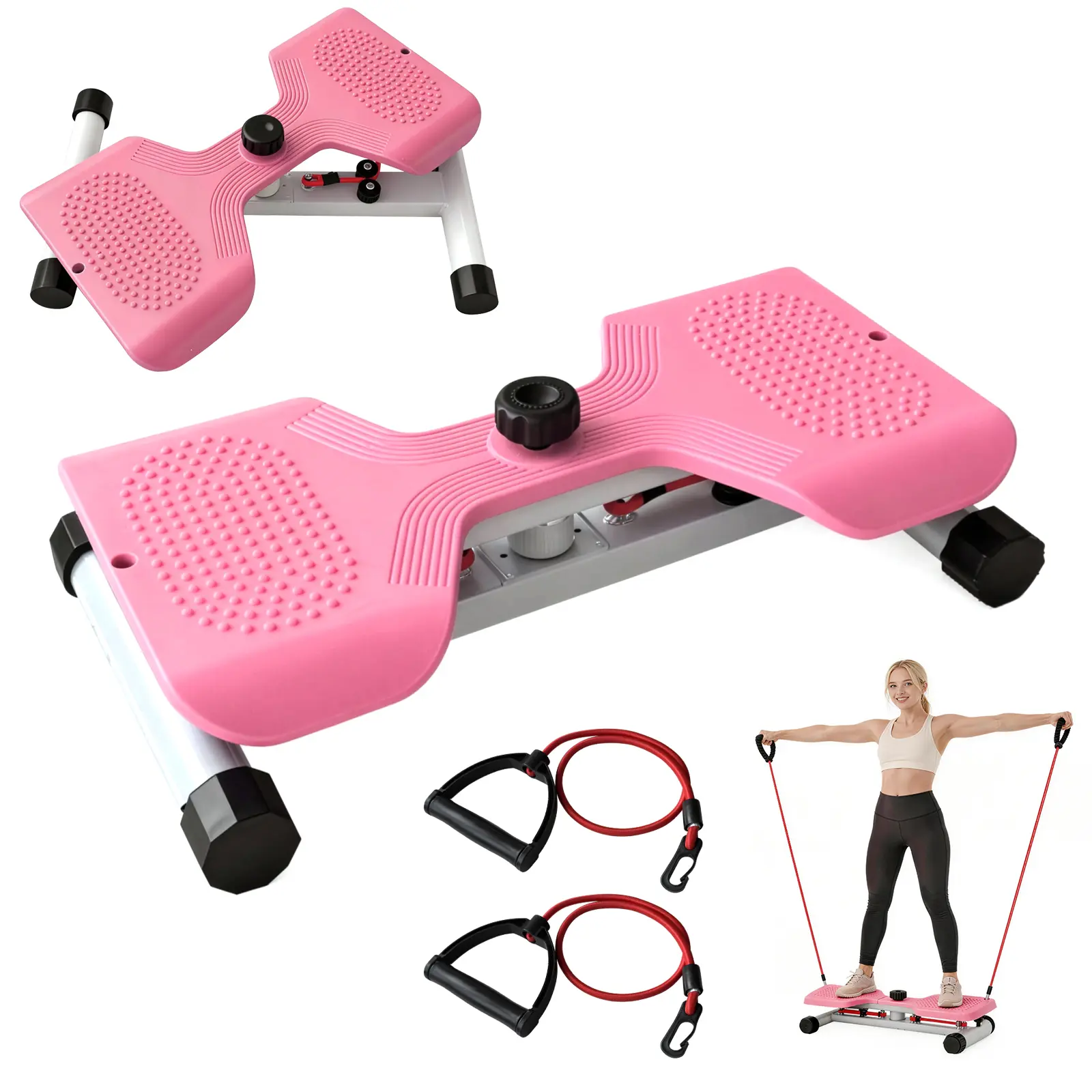 Waist Twisting Disc - Home Abs Workout Core Abdominal Trainer with Resistance Band, Standing Stomach Workout Equipment, Dual Non-Slip Noiseless Indoor Fitness Machine, 300 lbs Capacity