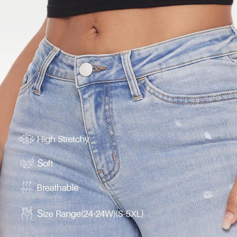 GENUWII Blue High Waisted Jeans - No-Gap Tummy & Booty Lift - Stretchy Figure-Flattering Jeggings - Comfy Street Style GENUWII Blue High Waisted Jeans - No-Gap Tummy & Booty Lift - Stretchy Figure-Flattering Jeggings - Comfy Street Style