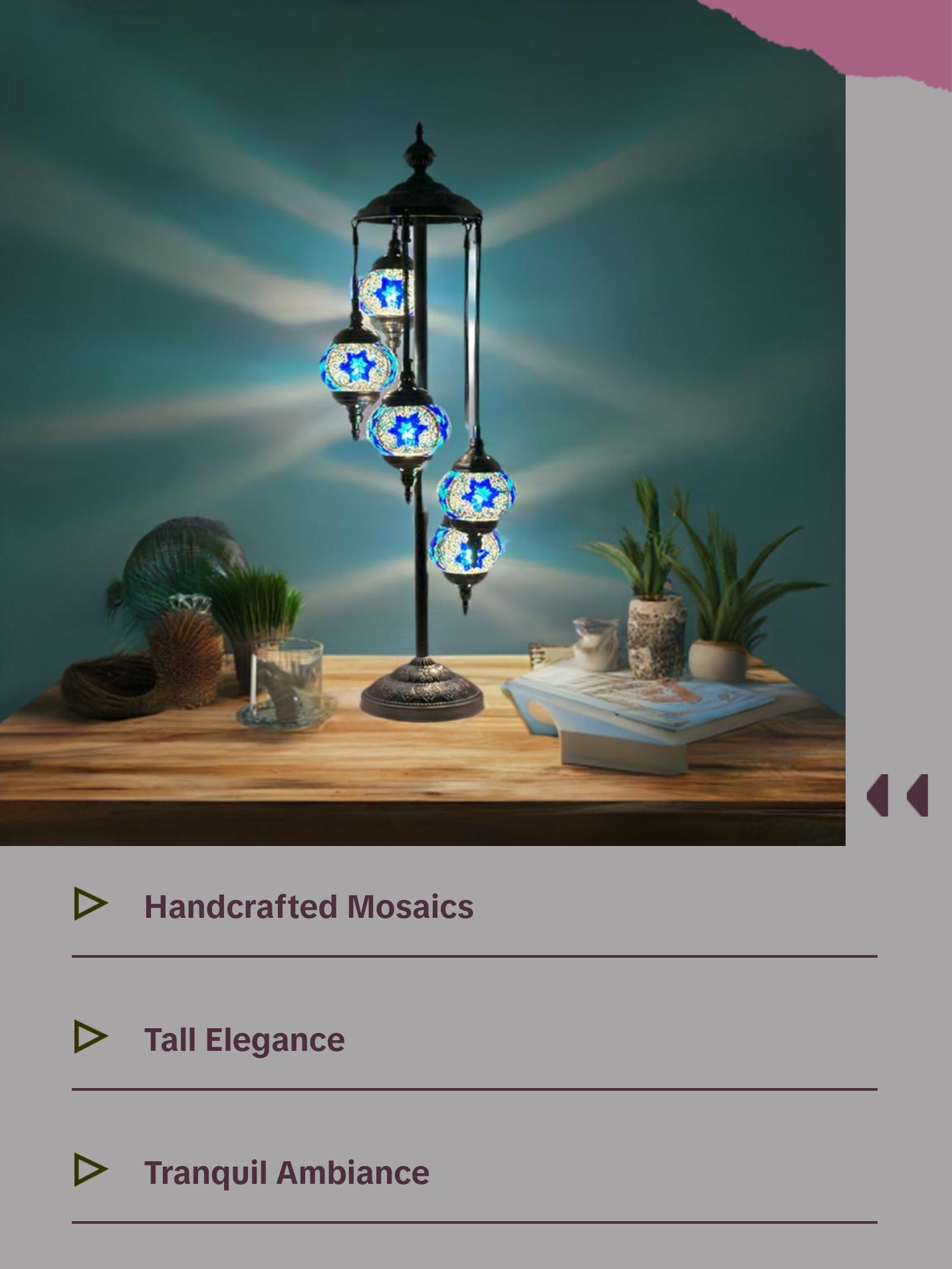 Majestic Blue Turkish Floor Lamp with 5 Mosaic Globes Majestic Blue Turkish Floor Lamp with 5 Mosaic Globes