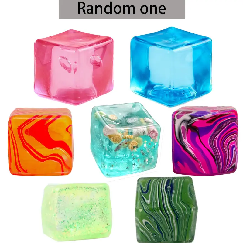 4-pack of 2026 new stress-relieving soft ice cubes, ice cube sensory toys, anxiety-relieving soft gel blocks, adult stress-relieving balls, multi-color slow rebound, stress-relieving fingertip toys, colors shipped randomly.
