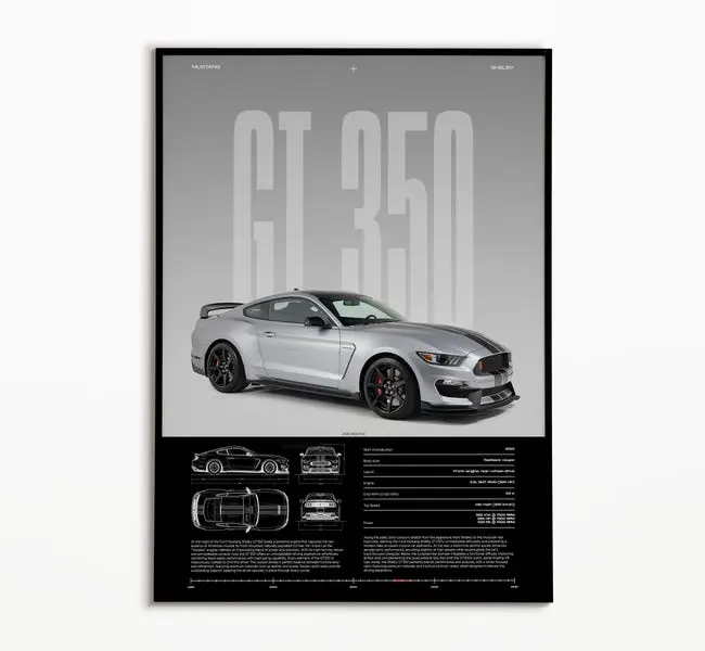 Ford Mustang Shelby GT350 Print | Car | Car Print | Hyper Car Poster | Super Car Print | Art Print | Car Poster | Home Decor | Wall Decor