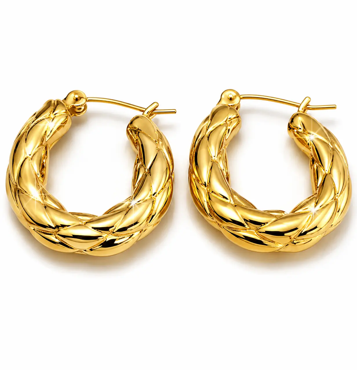 Gold Braided Hoop Earrings for Women