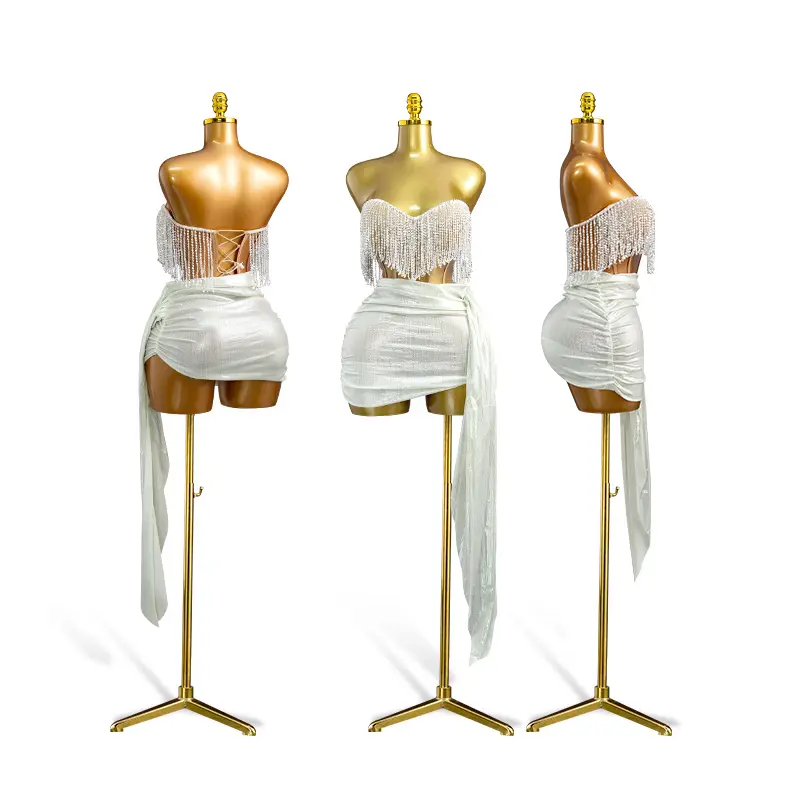Women's Plus-Sized Mannequins - Gold Halfbody Form with Female Curve & Buttocks Focus, Single Unit Display Stand for Sewing Supplies, Fabric