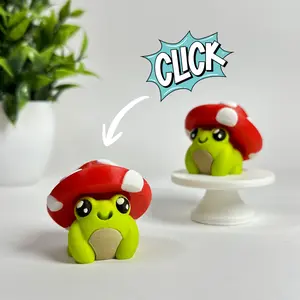 Frog with Toadstool Hat | Keyboard Fidget | Click Fidget | 3D Printed Clicker
