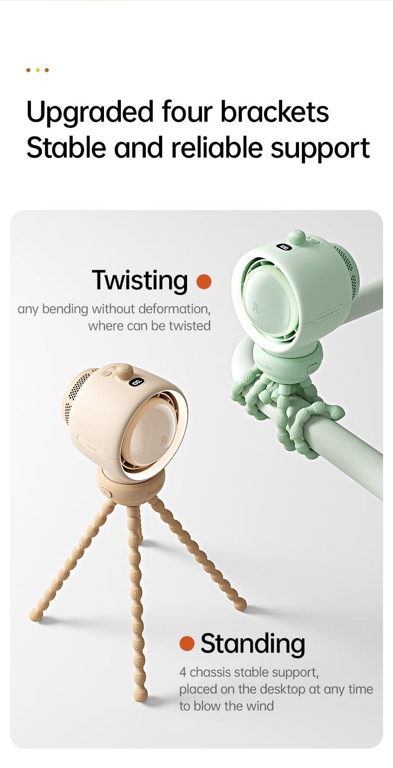 JISULIFE Stroller Fan Life2 Portable Baby Crib Fan with 100 Speeds Air Purify & Air Turbo Tech Bladeless Battery Powered for Home Office & Camping - Rubber