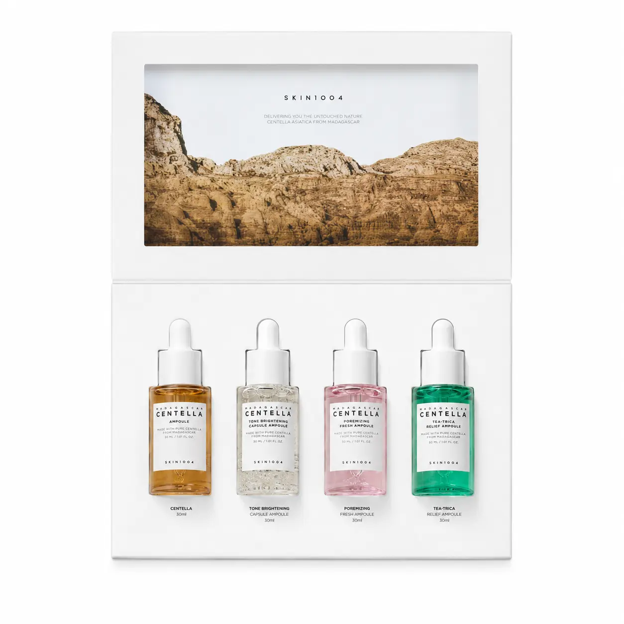 SKIN1004 Madagascar Centella Ampoule Kit Mini Set - 4 Types Soothing Hydrating Brightening Calming Ampoules for Sensitive Skin Serums Hydrate