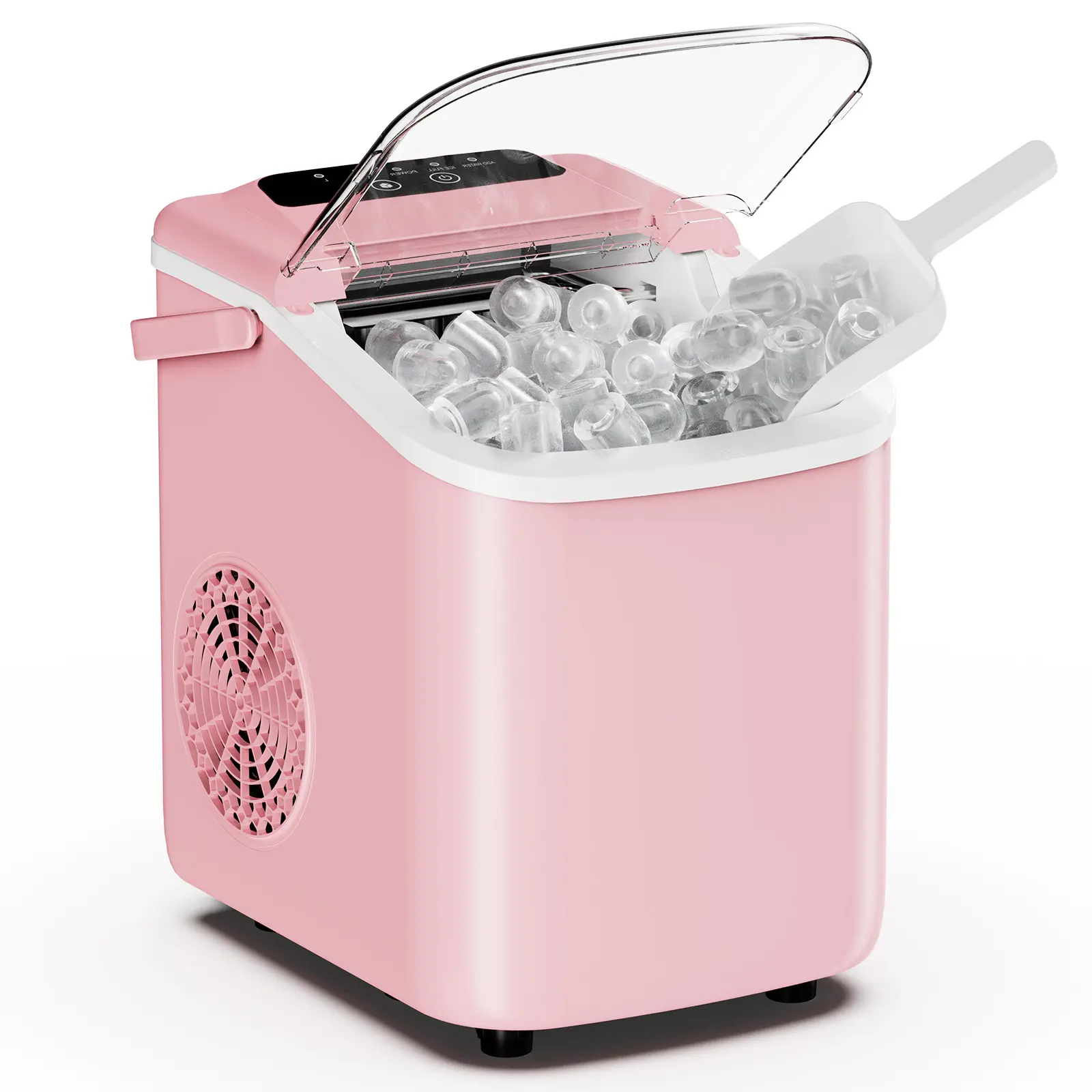 Countertop Ice Making Machine - Kitchen Countertop Lightweight Icemaker with Handle, 26 lbs/24 hrs Production, 9 Cubes Ready in 6 Mins, Customizable Sizes, Auto-Cleaning, Quiet Operation Household Kitchen Appliance