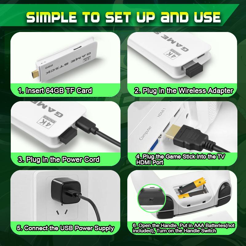 Mass Games Retro Game Console with 20000+ Built-in Games 19 Emulators 2 Wireless Controllers 4K Output & 64GB SD Card Perfect for Kids & Adults - Portable Gaming System,TikTokShopBlackFriday