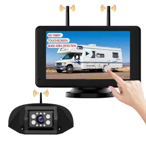 ConewVehicle RV Wireless Backup Camera System with BSD: 7-Inch IPS Touchscreen Rear View Camera for RVs, Trucks, Trailers, and Campers – 1080P Resolution, Night Vision, Loop Recording, Sound Alert, and Wide View Angle