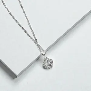 Silver Moon Pendant Necklace for Women – Sparkling Crescent Charm Jewelry