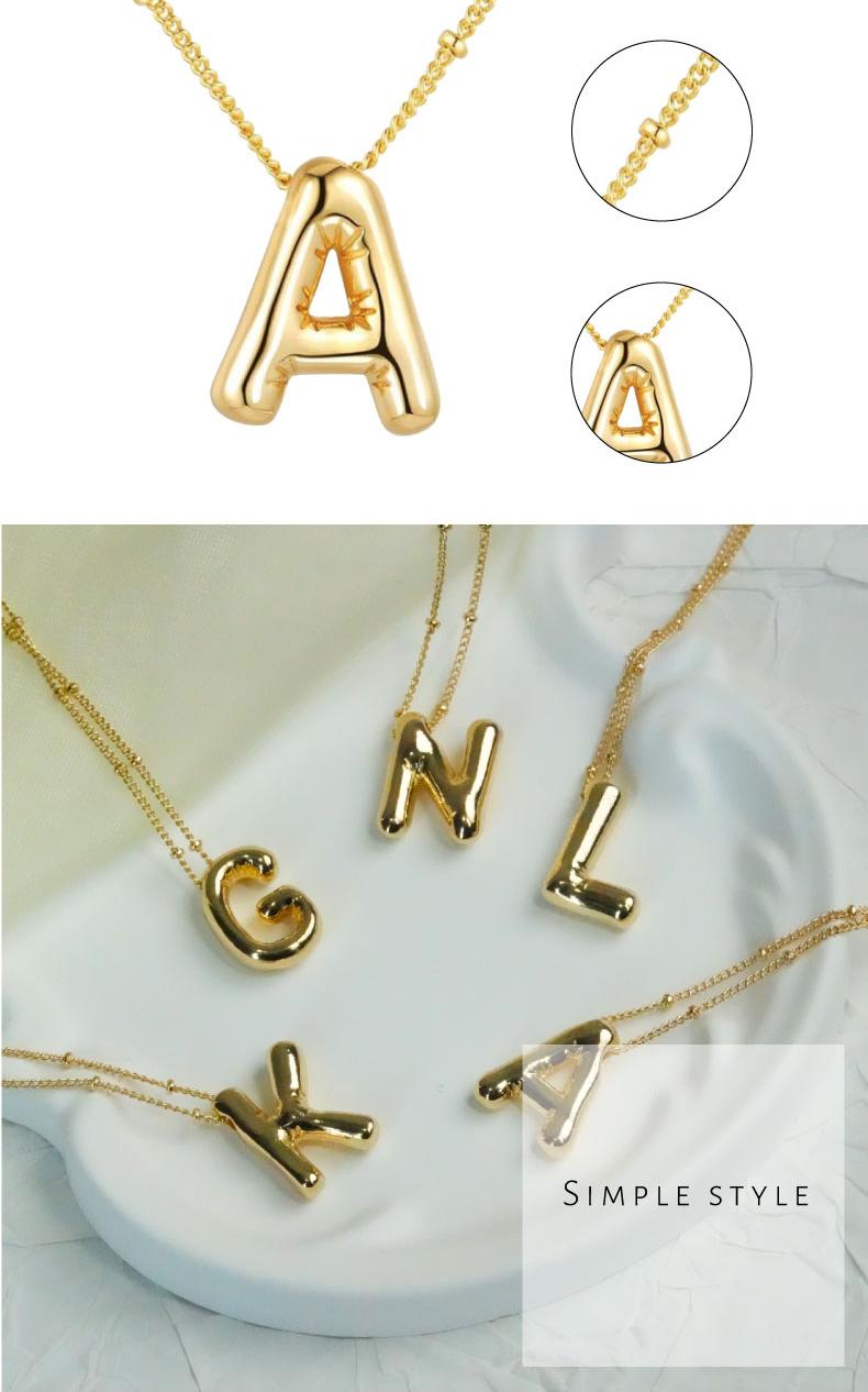 GGIRL Bubble Letter Necklace 18K Gold Plated Chubby Pendant Name Necklace for Women Elegant Collarbone Chain Personalized Jewelry Glossy Letter Design Fashion Jewelry Gift for Holiday Haul Christmas Birthdays Anniversaries