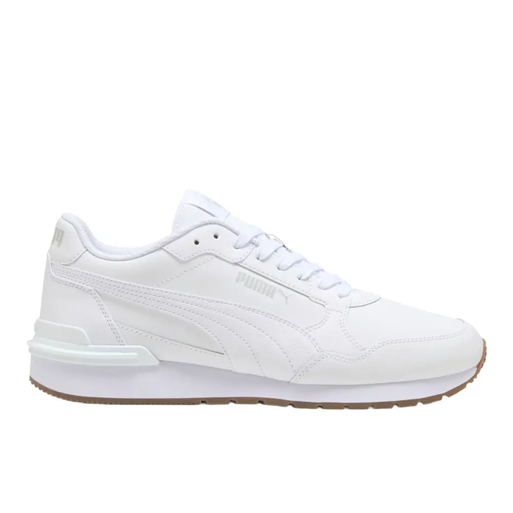 PUMA Mens St Runner V4 Leather Lace Up Sneakers Shoes Casual - White