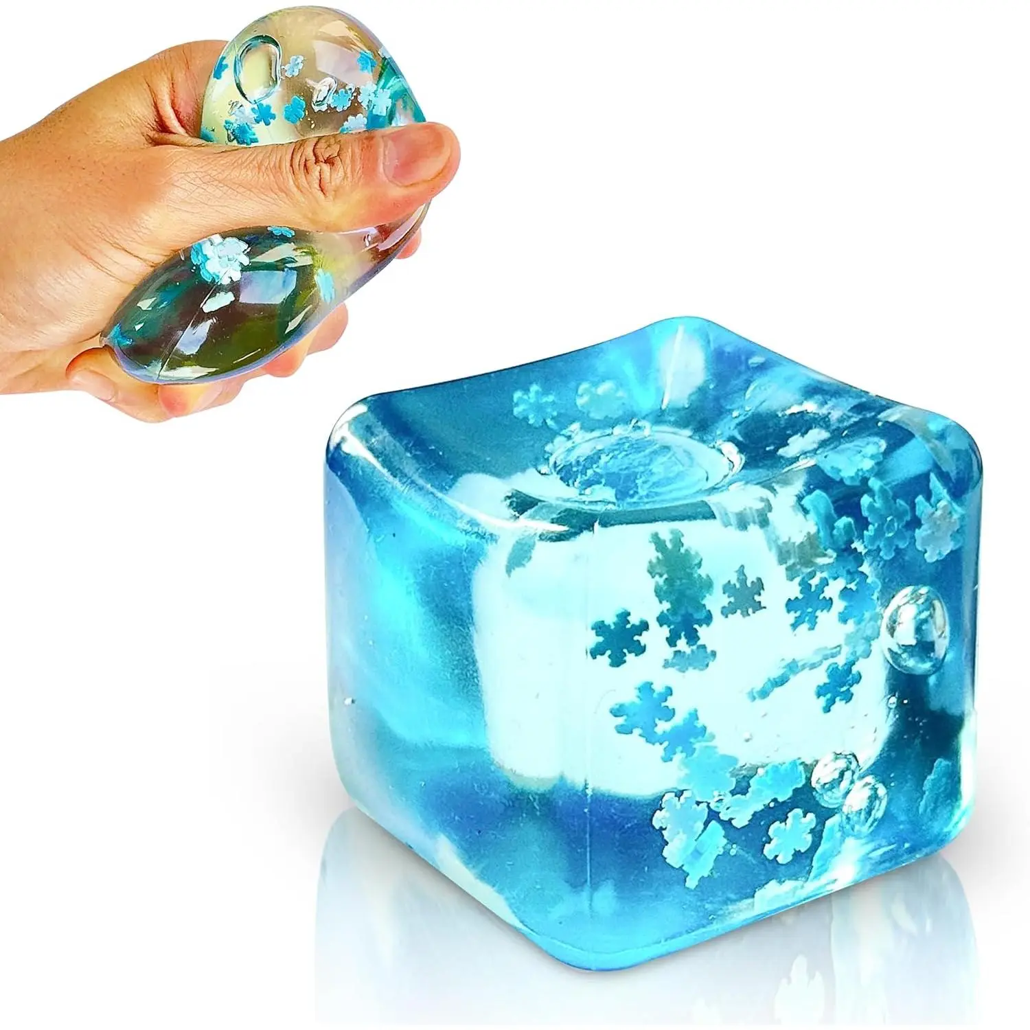 Snowflake Cube Slow-Rise Squishies Fidget Stress Ball (1+ in) - Unisex Kids' Desk Sensory Toy, Classroom Prizes, Relaxation & Calm Tool for Sports, Fan Shop, Gaming Use