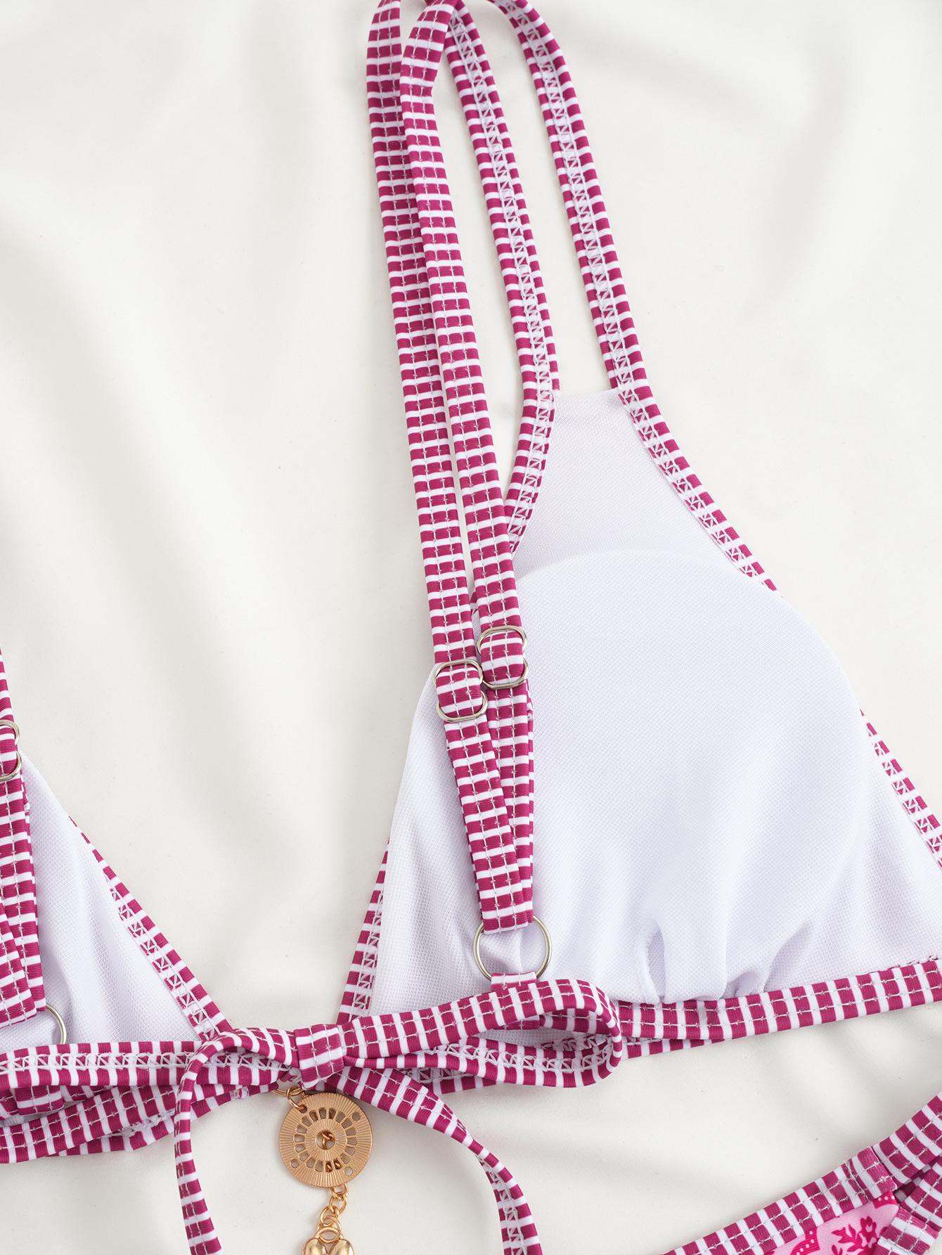 Hilor Women's Floral Print Bikini Set Two-Piece Casual Fashion Chic Swimsuit for Beach Holiday Vacation Ladies Summer Clothes