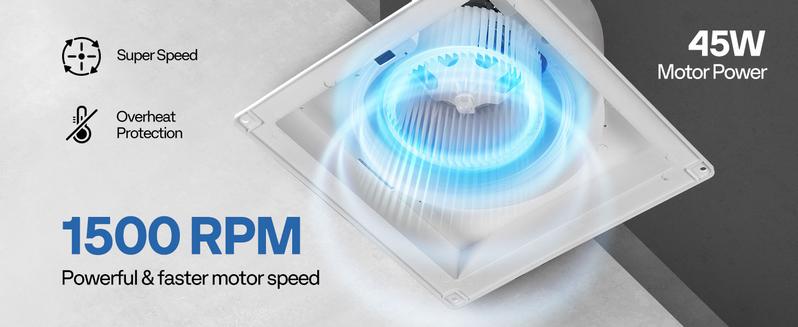 VIVOHOME Bathroom Exhaust Fan with Light, 165 CFM Ceiling Ventilation Fan, 3-Color Adjustable LED (3000K/4500K/6500K), 4" Duct Mount for Shower & Home Use