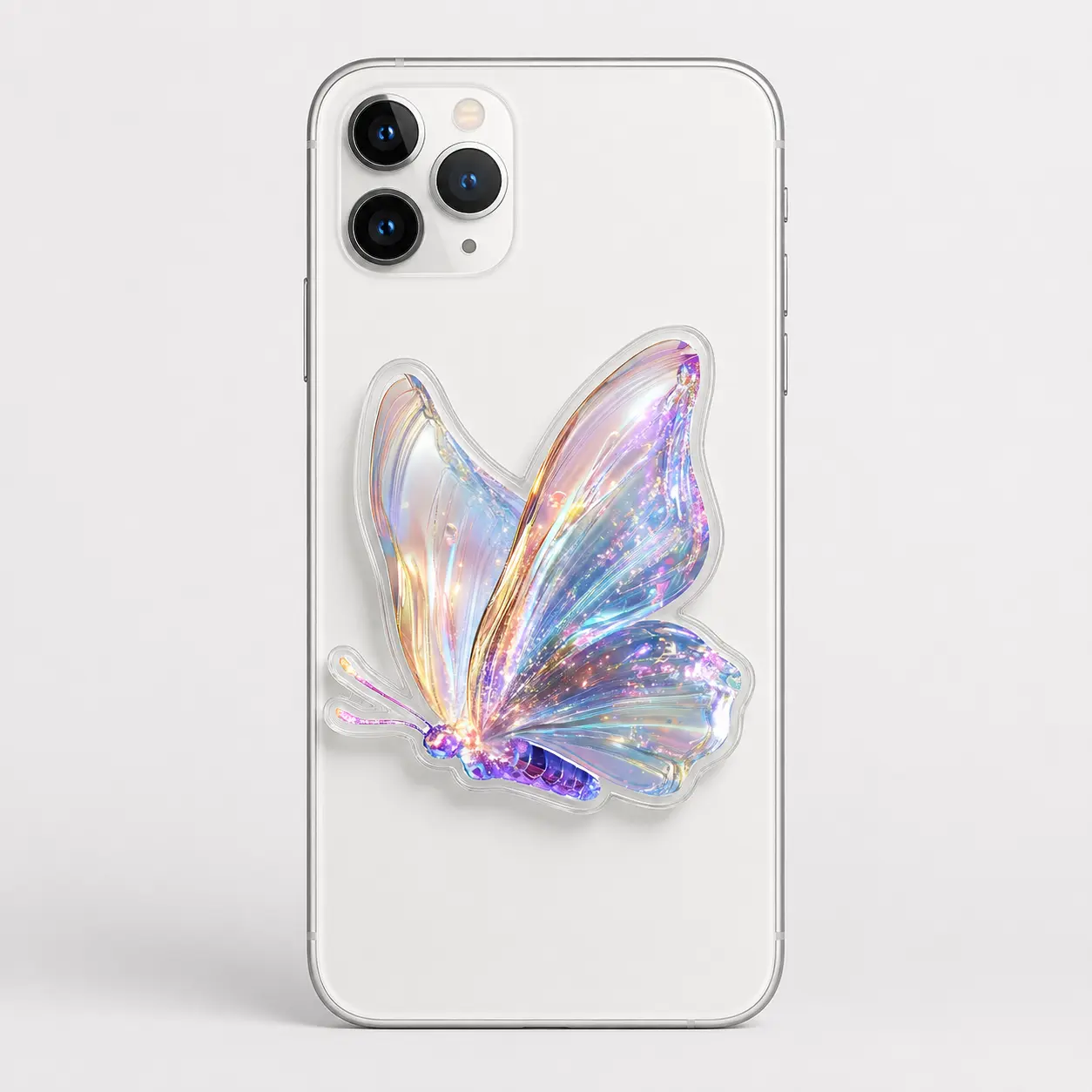 Holographic Butterfly Magnetic MagSafe Ring Stand Phone Grip, Aesthetic Pearlscent Acrylic Phone Mount, Pop Socket Durable Y2K Accessories