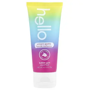 Hello Kids, Fluoride Toothpaste, Unicorn Sparkle, Ages 2+, Bubble Gum, 4.2 oz (119 g)