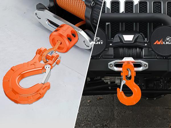 Nilight Forged Steel Winch Hook 3/8" Grade 70 Safety Latch Winch Cable Hook Stopper & Clevis Slip Hook Sets, Included Allen Wrench,Max 35,000 lbs