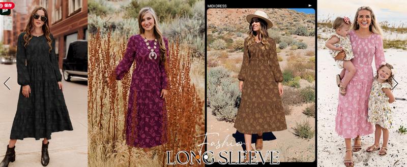 ZESICA Women's Fall Boho Floral Midi Dress 2025 Casual Long Sleeve Crewneck Flowy Wedding Guest Long Dresses