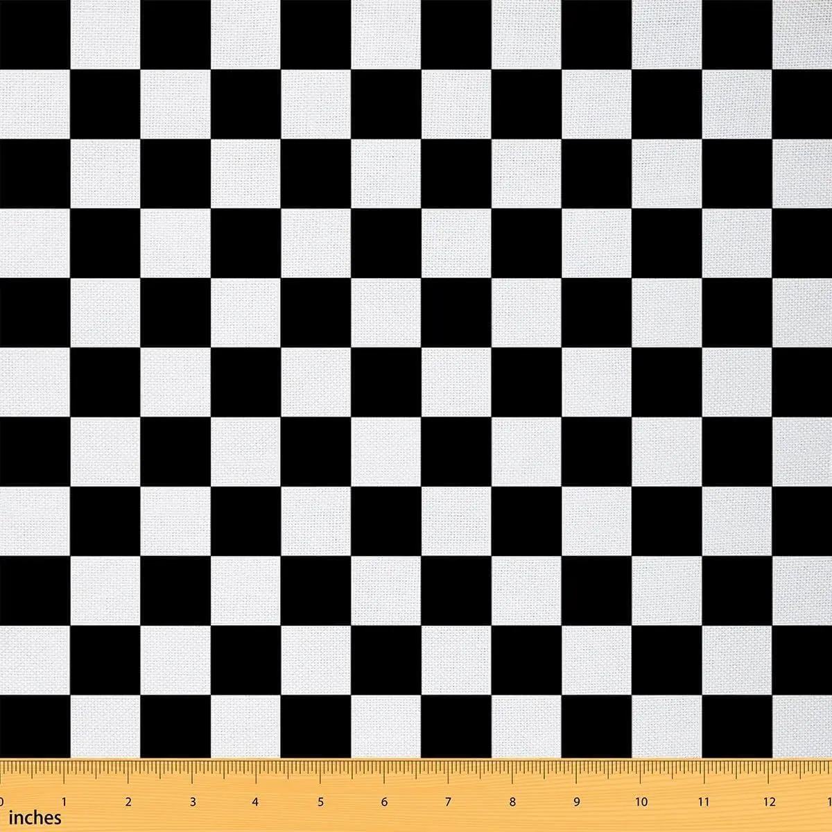 Feelyou Black Plaid Checkers Grid Polyester Fabric by the Yard - Yard Lengths, Non-Stretchy, Soft Texture, Waterproof for DIY Crafts, Home Decor