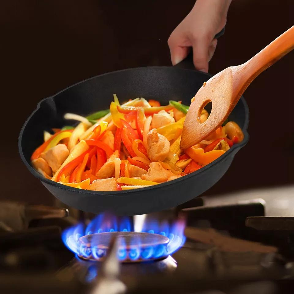 3pcs Heavy-Duty Pre-Seasoned Cast Iron Skillet Set - Non-Stick - Cookware with Ergonomic Handle, Even Heat Distribution for, Searing, Frying - Compatible with Stovetop, & Induction Burners (Indoor/Outdoor Use)