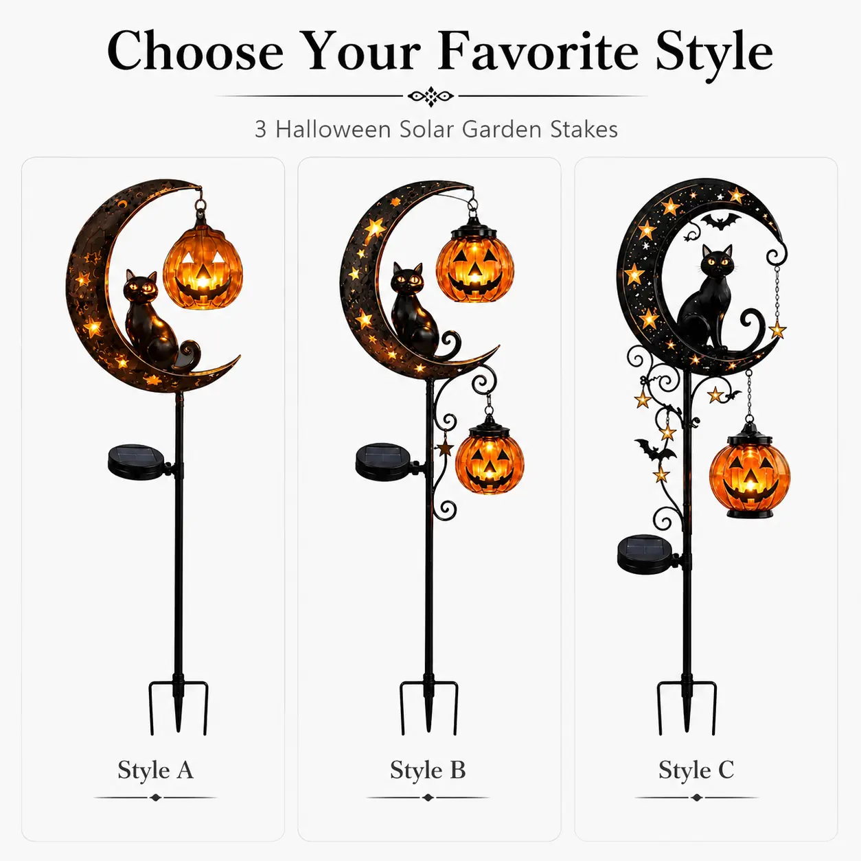 Iron Halloween Black Cat Pumpkin Lights - Moon-Shaped Cartoon Style Decor, Party Decor, Holiday Use Indoor Recreation Craft Gift