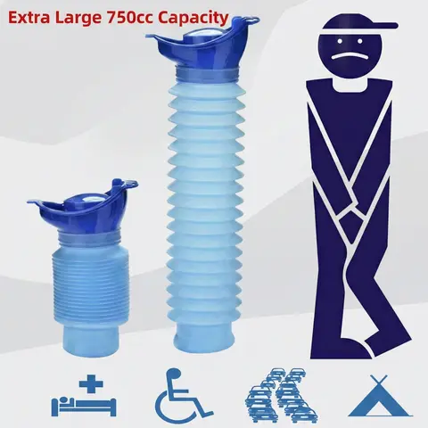 Unisex Foldable Portable Emergency Urinal with Leak-Proof Lid - 750ml Flexible Plastic, Backpack-Size Carry, Purse-Ready Storage, Camping Gear, Travel Accessory for Traffic Situations (1PC)