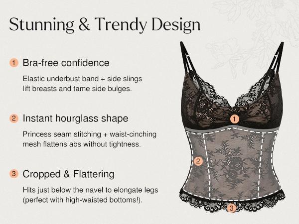 Popilush Elegant Sexy Lace Top Chic Womenswear Deep U Neck Tank Top Adjustable Straps for Women Overall Sleeveless Customized Basic Chic Comfortable Minimalist Elegant Lady Womenswear