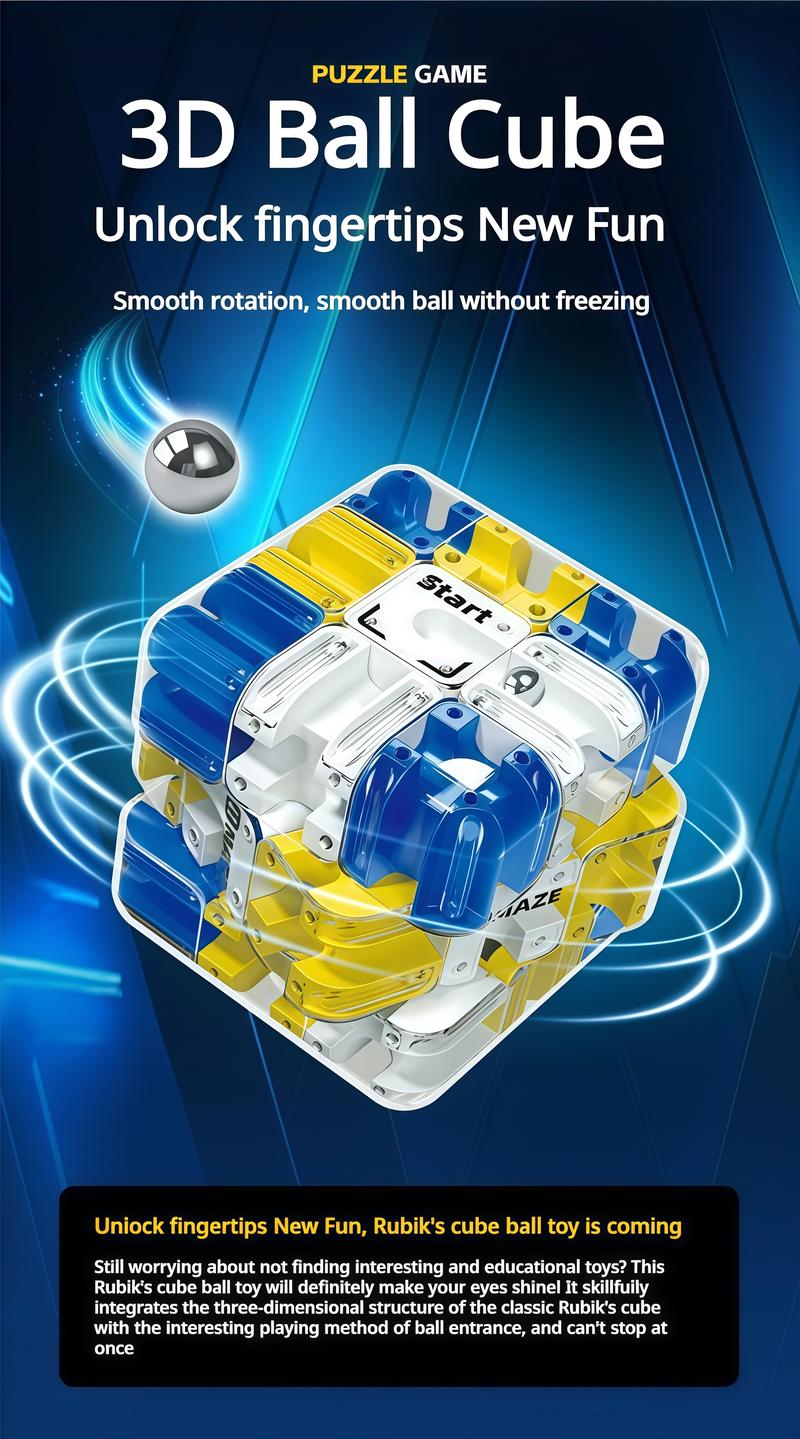 3D Ball Maze Cube Puzzle - Educational Logic Cube for Kids, Parent-Child Battle Game, Stress Relief Toy for Logical Thinking Training